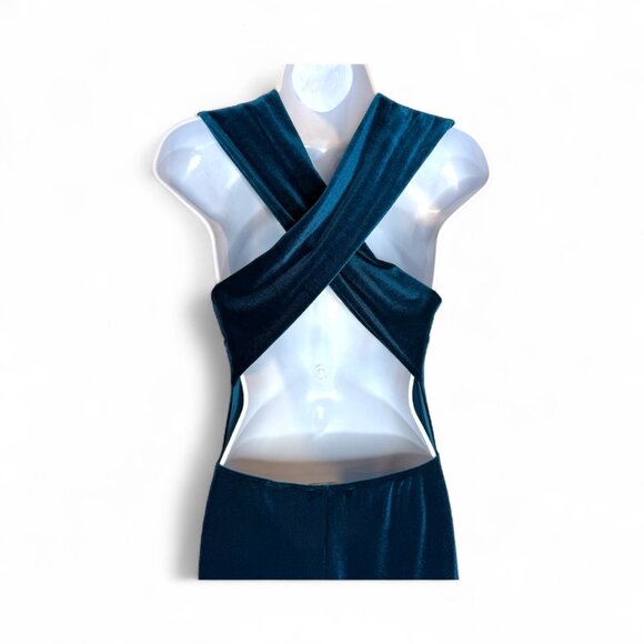 Lulus Teal Velvet Jumpsuit / Romper – Size S - Picture 6 of 7